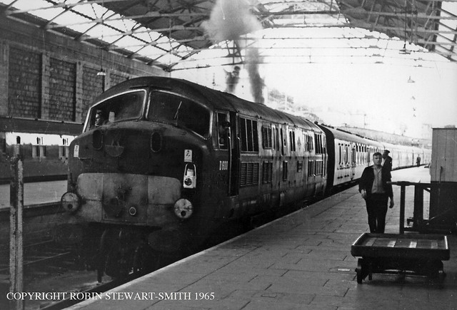 BR NBR Type 4 Warship No D600 'Active' on arrival at Penzance Station from Paddington in August 1965