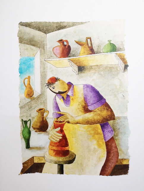 Tozeur pintura ceramista artesanos oficios Museo Dar Cherait Etnografico Tunez