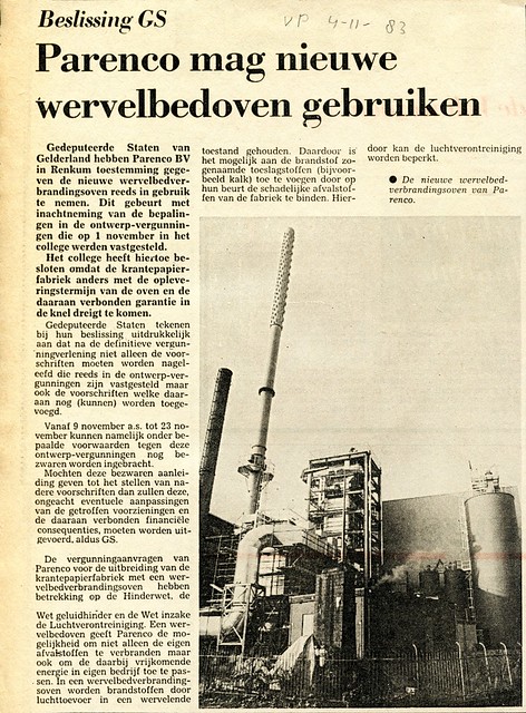 Renkum Veerweg Parenco wervelbed verbrandingsoven Artikel VP 04 11 1983 Coll HGR