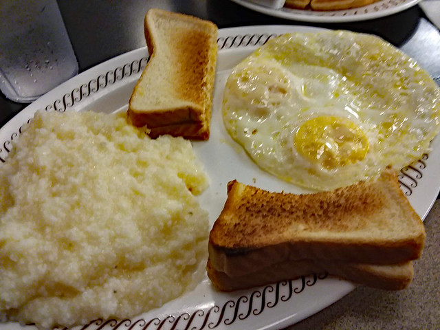 Grits, Toast And Eggs.