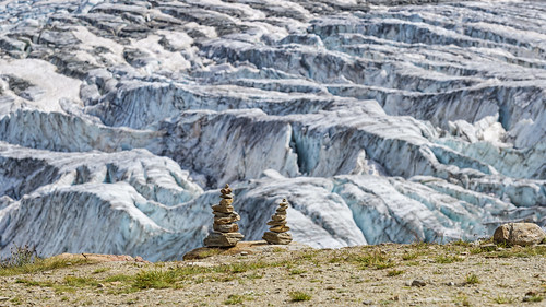 glacier ice snow summer stones grass piles view lanscape impressive längfluh saasfee wallis switzerland nikon d5