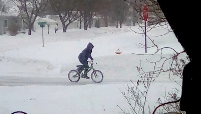 Snowstorm cyclist!