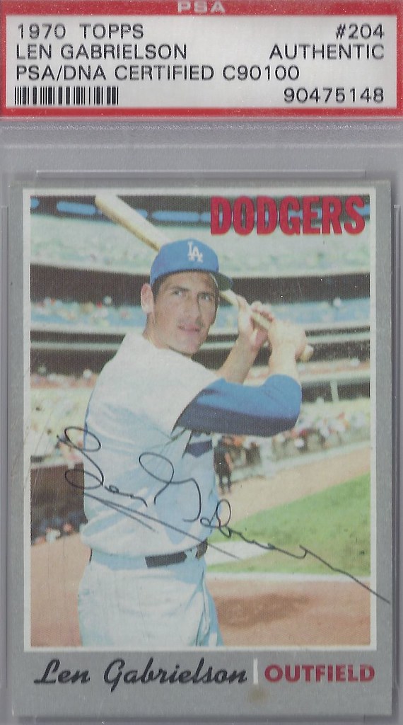 1970 Topps - Len Gabrielson #204 (Outfield) (PSA Certified) Autographed Baseball Card (Los Angeles Dodgers) (card #2)