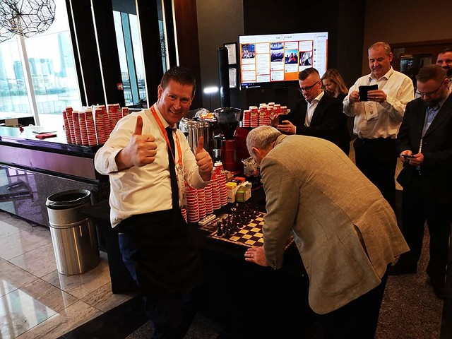 Garry Kasparov at Imagine by Automation Anywhere. Inter Continental Hotel 02 London 19-21st March 2019  .   With Mr Hobbs Coffee providing 3 Pop up Espresso Bars in the 5 Star Hotel and Conference Centre, with our team of Barista's