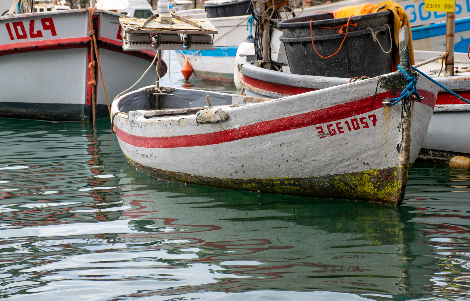 An old row boat in the docks