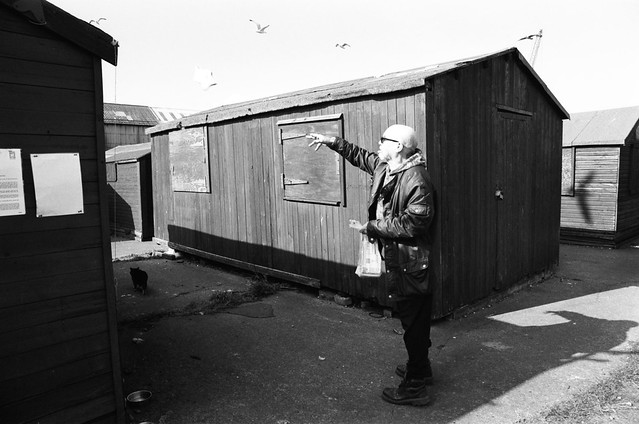 15 Jim feeding the seagulls, Middleton Cabins, Hartlepool