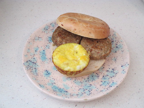 Breakfast on a Budget - Egg and Sausage Bagel