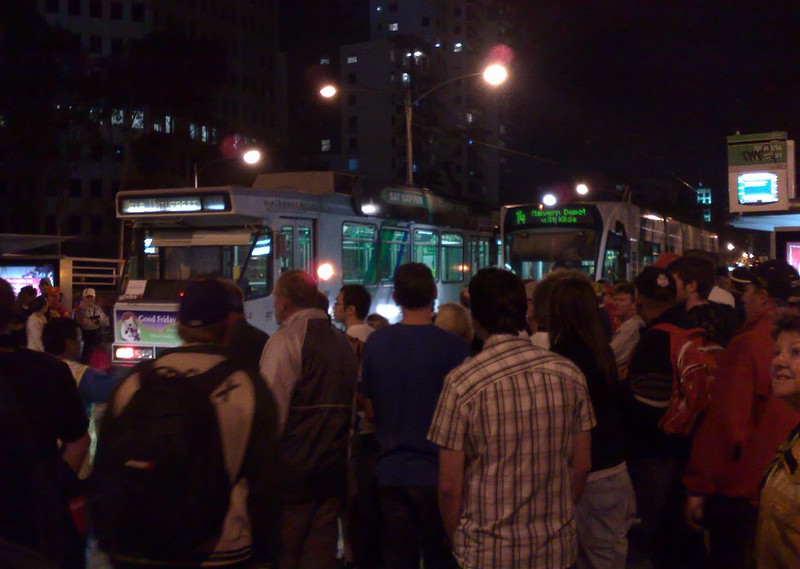 Melbourne trams after the Grand Prix, March 2009