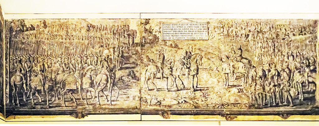 Pintura mural grisalla Batalla de Mulberg en Palacio de Oriz, 1550 Museo de Navarra Pamplona 01