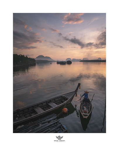 boat thailand island phangnga bay rowboat oar dawn sony sunrise