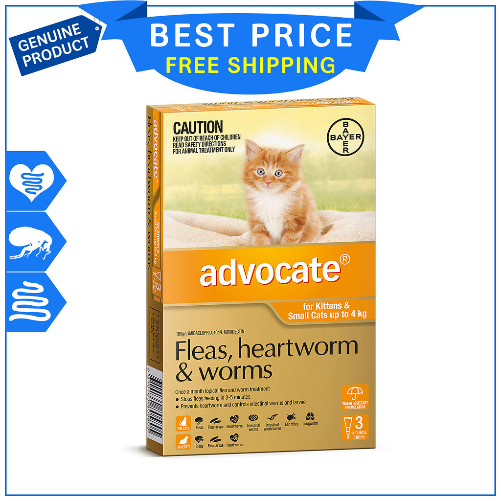 Advocate Flea Heartworm and Worm Treatment for Cats 4kg Purple 6 Pack