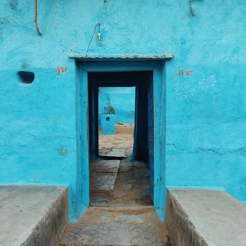 wall architecture houses village chhattisgarh india rural blue street door entrance walk mud earth threshold