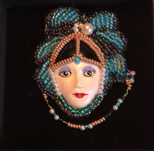 Blue lady, bead embroidery brooch. | Rosalind Vernon | Flickr