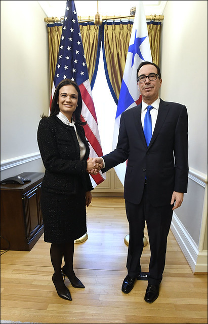U.S. Treasury Secretary Mnuchin meets with Panama's Vice President and Minister of Foreign Affairs, Isabel de Saint Malo