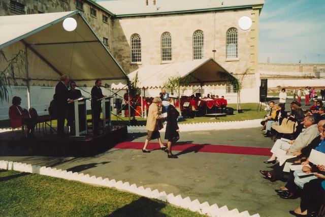 Mum receiving her Convict Descendants certificate at the 1st ceremony, Fremantle Gaol - year?