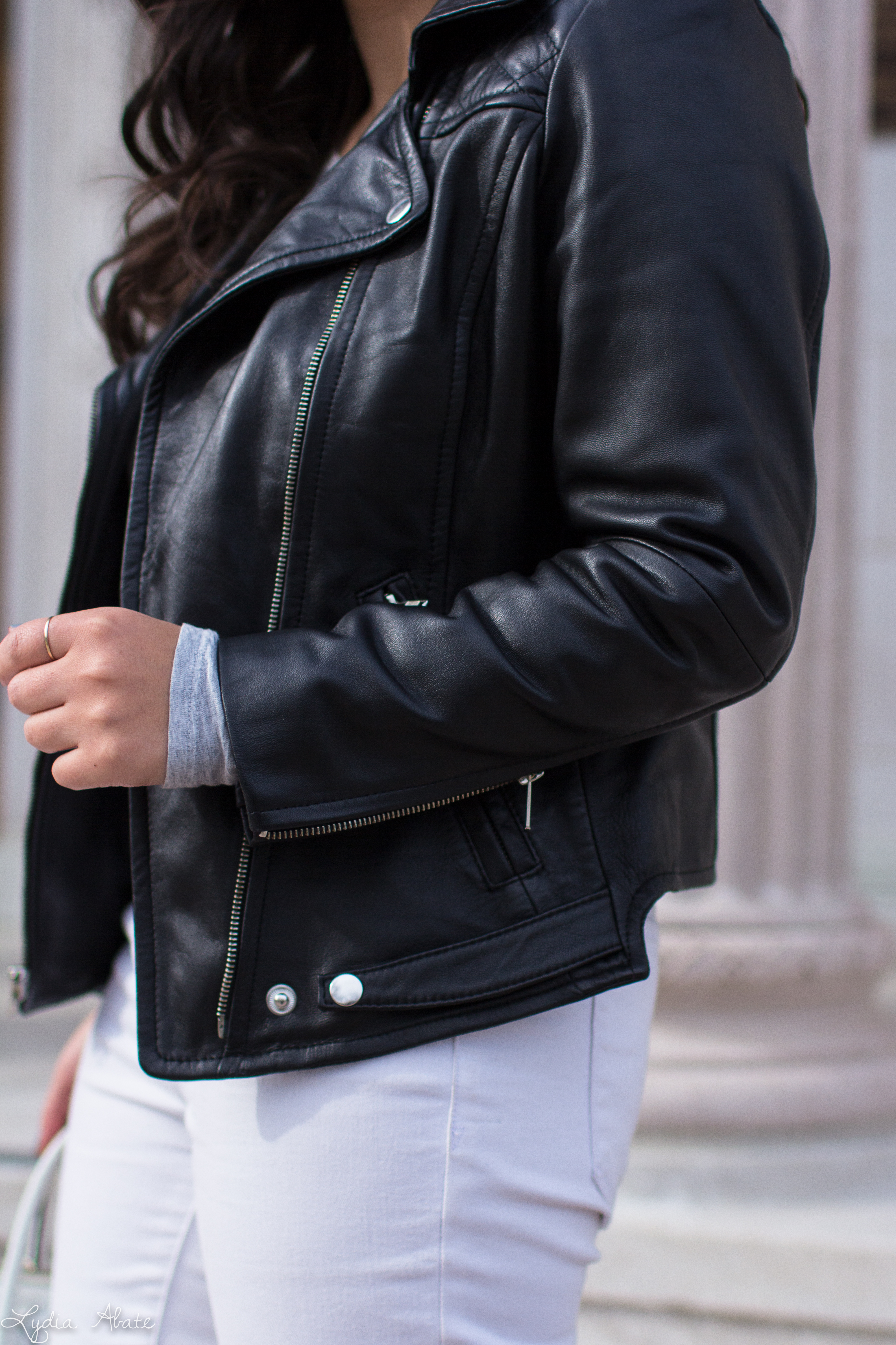 black leather jacket, white jeans, grey tee, suede slingback heels-13.jpg