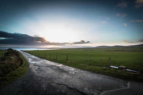 orkney road sky green sunset northernisles scapaflow winter canon uk scotland contrast