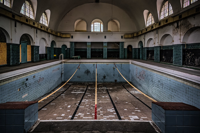 abandoned indoor swimming pool