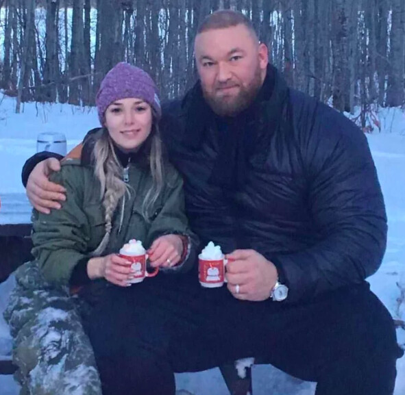 The Mountain with a normal size wife and normal size cup of hot chocolate