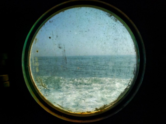 Porthole of the ship  #porthole #window #shipwindow #dark #ocean #sea #blue