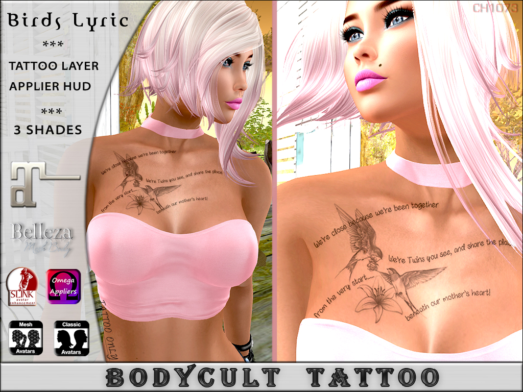 BodyCult Tattoo Birds Lyric CH1073 - TeleportHub.com Live!