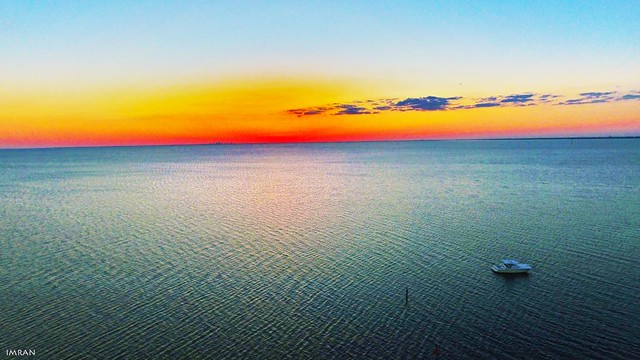Aerial View Of Boating At Stunning Sunset Tampa Bay Florida - IMRAN™