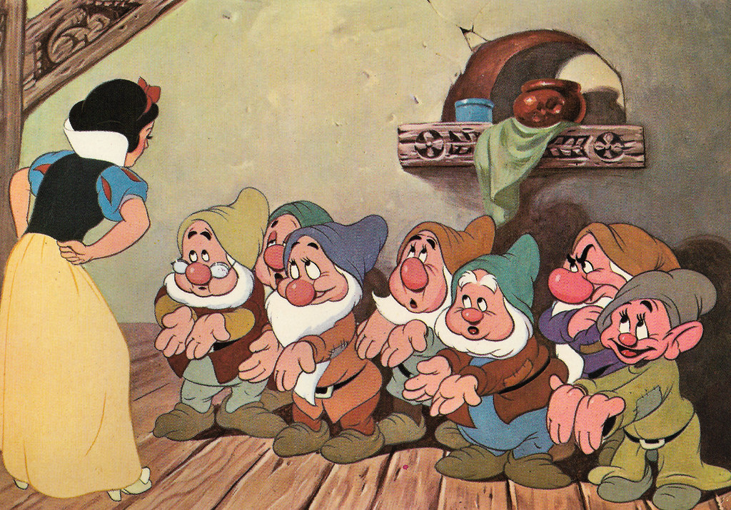 Snow White and the Seven Dwarfs (1937) | French postcard in … | Flickr