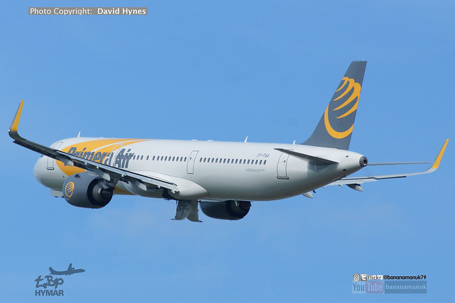 Primera Air Airbus A321 neo departing London Stansted Airport OY-PAA