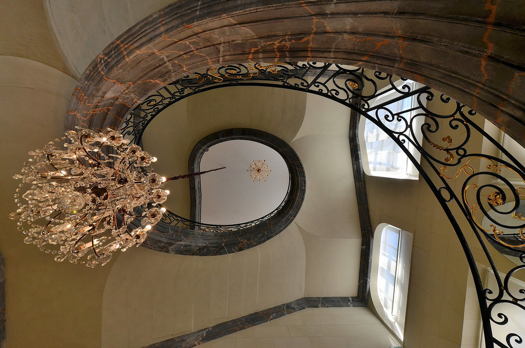 Nancy (Meurthe-et-Moselle) - Musée des beaux-arts - Escalier de l'aile XVIIIe du musée - Ferronneries Jean Lamour