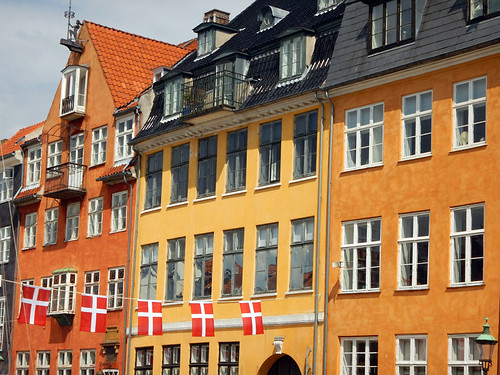 Bright houses in Nyhavn in Copenhagen, Denmark