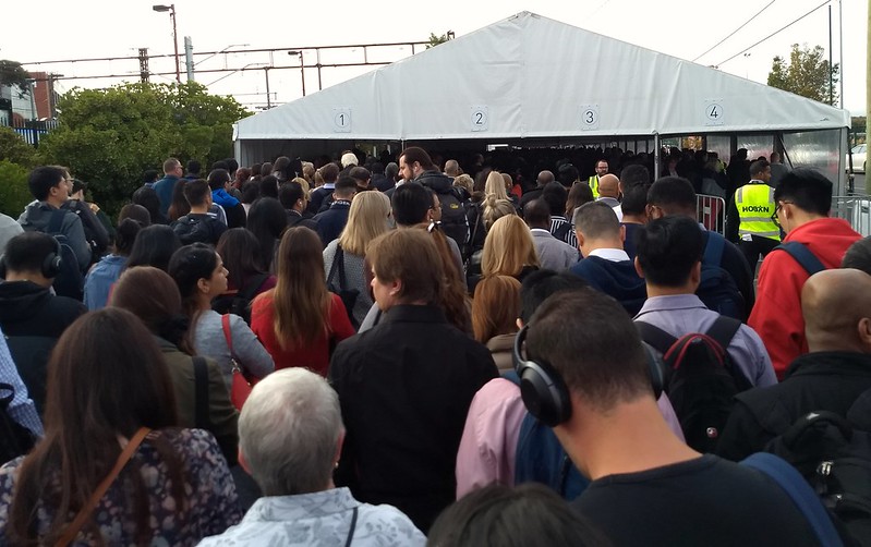 Queue at Caulfield for replacement buses, Monday morning