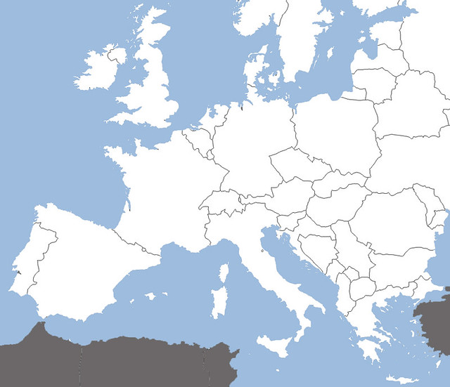 My herping playground. Since 2006, I've been searching reptiles and amphibians in this part of Europe (= my definition of Europe = countries in white). Still a few species to find in some Greek islands and in Romania/Bulgaria....