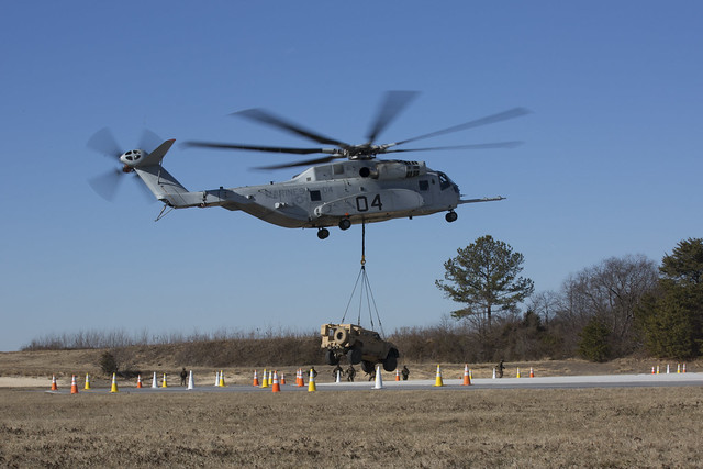 CH-53K external lift of a JLTV