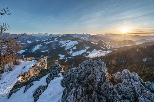 sunset austria lindaumauer landscape mountain winter snow
