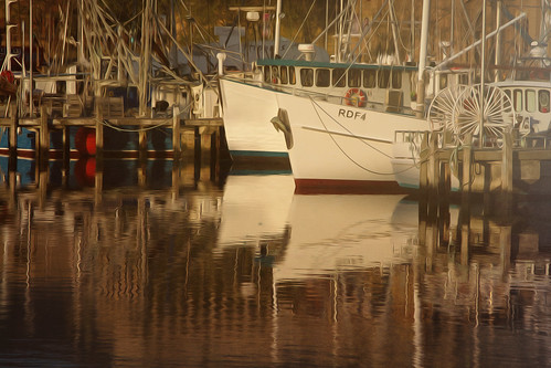 dawn boats harbour dock sunrise processed texture sea reflection hss