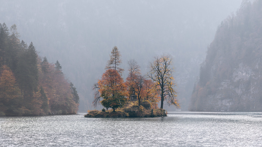 Mysterious island on Lake Konigssee...