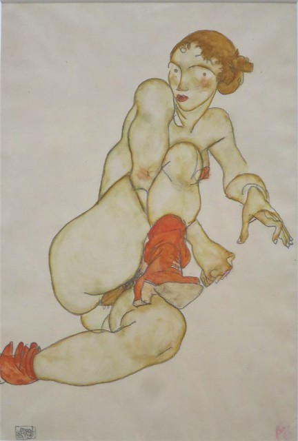 Jeune fille nue à la jambe droite levée (1915), Egon Schiele - Leopold Museum, Vienne