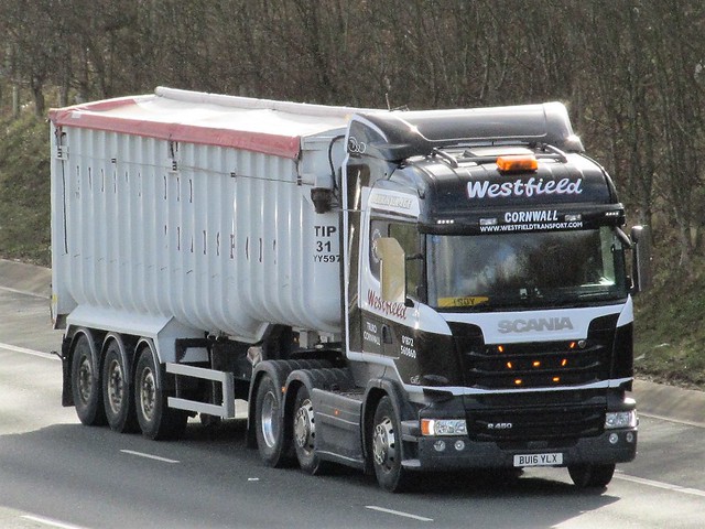 Westfield Transport, Cornwall United Kingdom. Scania R450 Heading Up North.