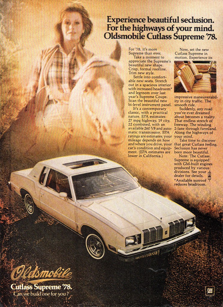 1978 Oldsmobile Cutlass Surpreme Coupe USA Original Magazine Advertisement