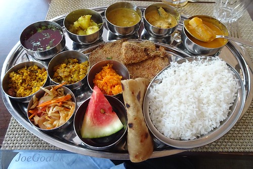 Fish Curry rice thali | 13 items including watermelon, Carro… | Flickr