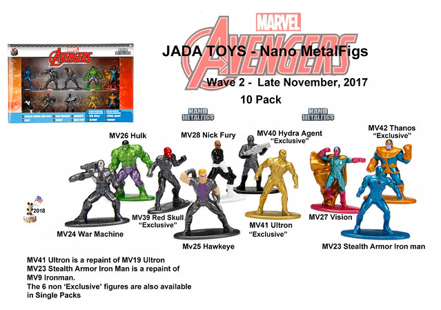 JADA TOYS - Nano MetalFigs Avengers Wave 2 - 10 Pack