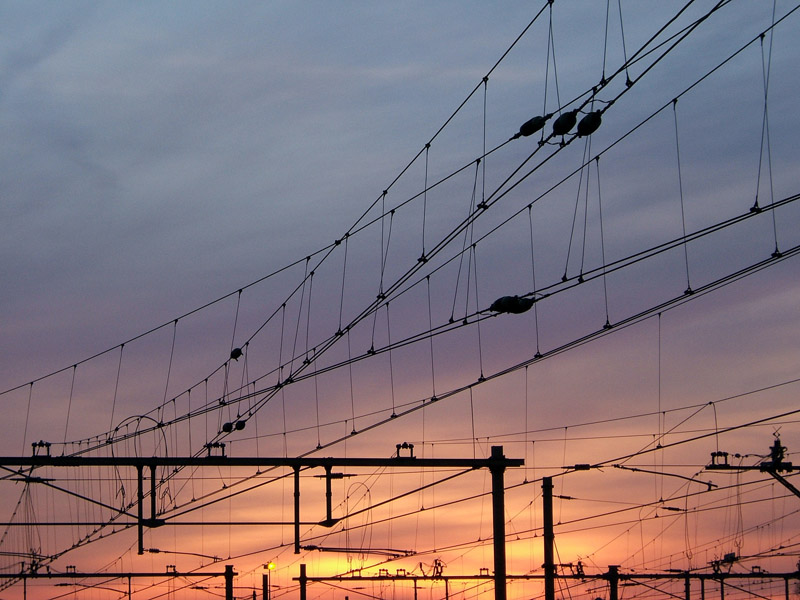 sunset through cables