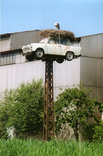good humour. Stork nest on Trabant in former DDR | by dirk huijssoon