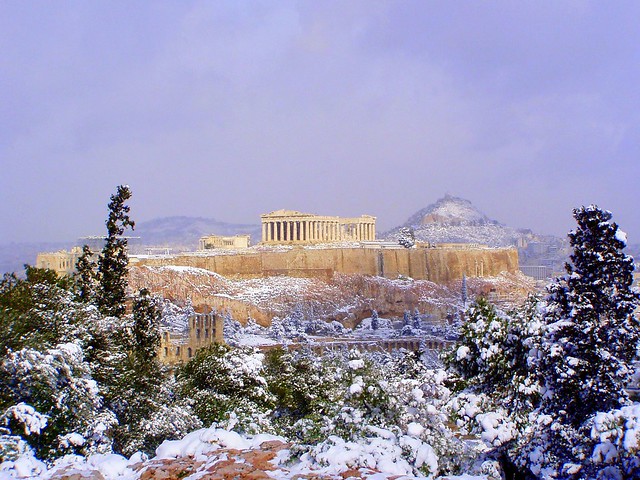 Snow on the Acropolis