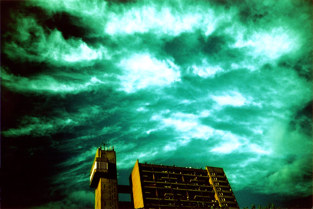 more of Trellick Tower with mad sky