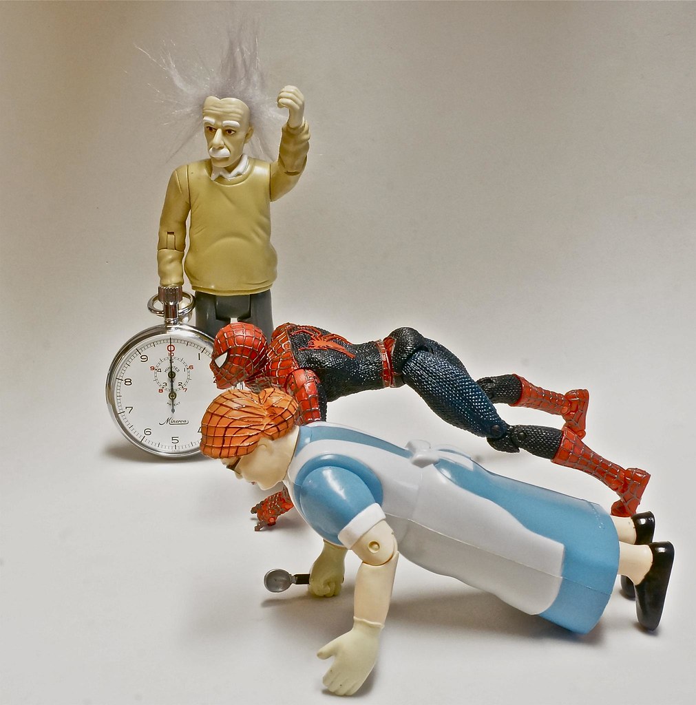 When the Lunch Lady Challenged Spiderman to a 400 Meter Race, Albert Agreed to be the Official Starter and Timekeeper. by ricko