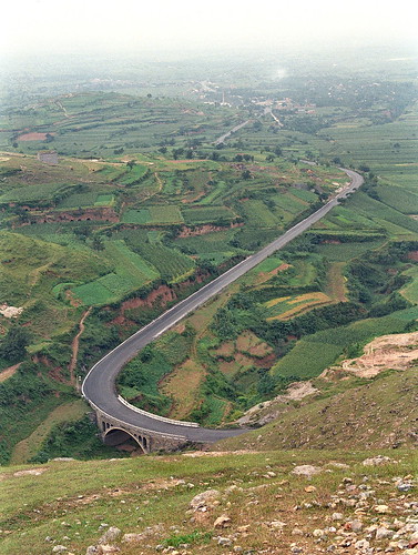 china road bridge landscape temple haze view buddhist scenic 1993 monastery henan fields agriculture hazy luoyang shaolin cultivation dengfeng