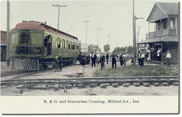 B. & O. Railroad and Winona Interurban Railway crossing, Milford Junction, Indiana