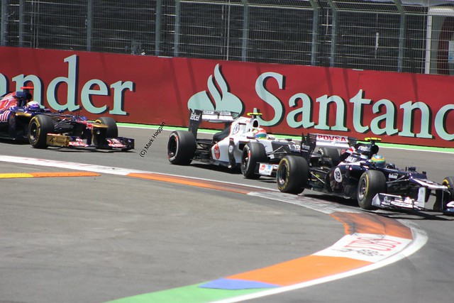 Bruno Senna, Sergio Perez & Daniel Ricciardo during the 2012 European Grand Prix in Valencia