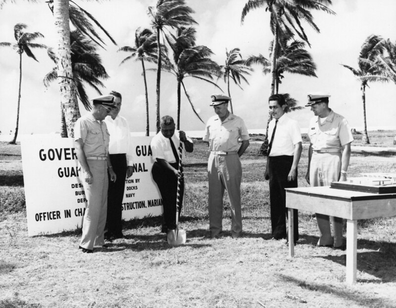 Manuel Guerrero, governor of Guam from 1963 - 1969, at ground breaking for the Guam Air Terminal in 1965. 

Guam Police official photograph/Micronesian Area Research Center (MARC)